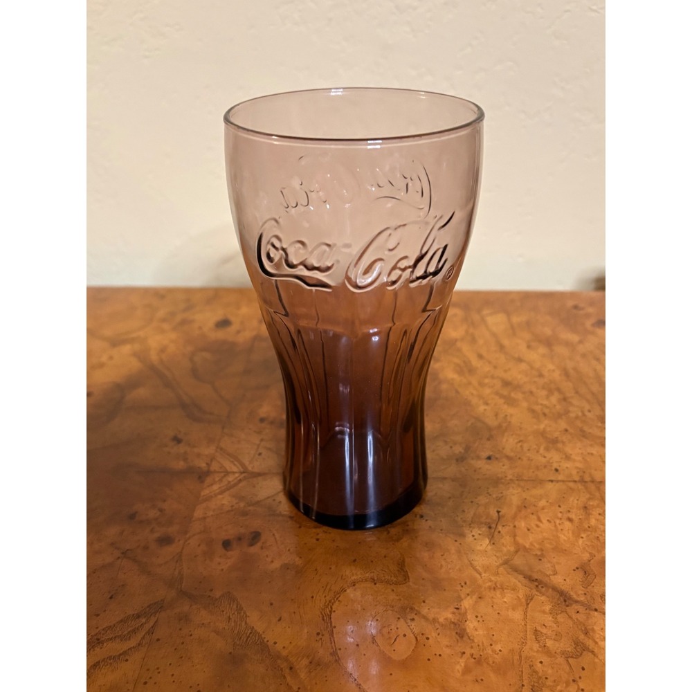 Coca-Cola Purple Amethyst Glass Tumbler 16oz Embossed Logo Contour Glass